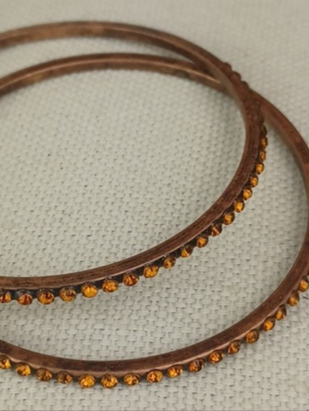 Amber Pumpkin Crystal & Copper Tone Hoop Earrings